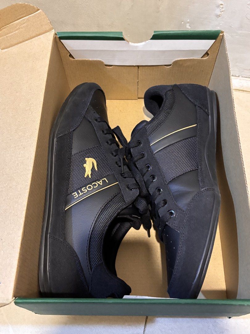 Lacoste Chaymon Seude Sneakers (Category: Sneakers) located in Pasig City. Submitted by patsales_ (Listing ID 1465008534, Image 2). Description: Bought in Sept 26, Lacoste Rustans. Fitted only RFS: wrong size, too tight. .