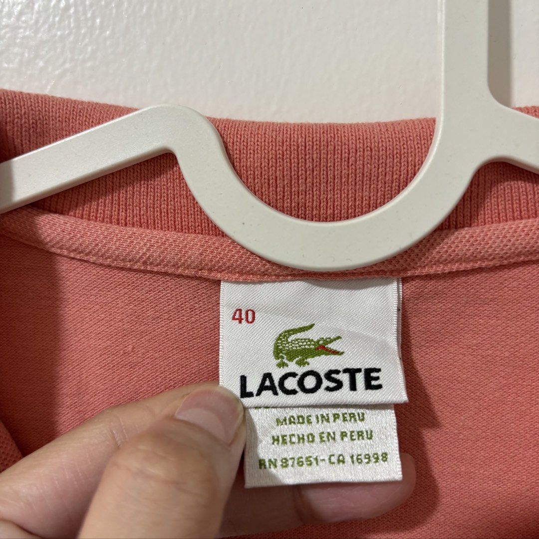 Lacoste Salmon Pink Polo Shirt Size 40 (Category: Shirts) located in Bulacan. Submitted by laleesa_ (Listing ID 1465083721, Image 2). Description: Fits S-M Parang na alter yung length.