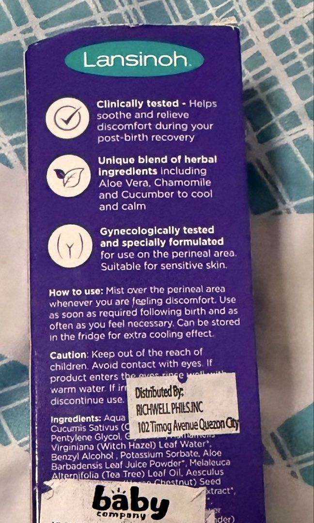 lansinoh organic post birth relief spray (Category: Sanitary Hygiene) located in Quezon City. Submitted by viago (Listing ID 1465060042, Image 2). Description: lansinoh organic post birth relief spray 100ml brand new .