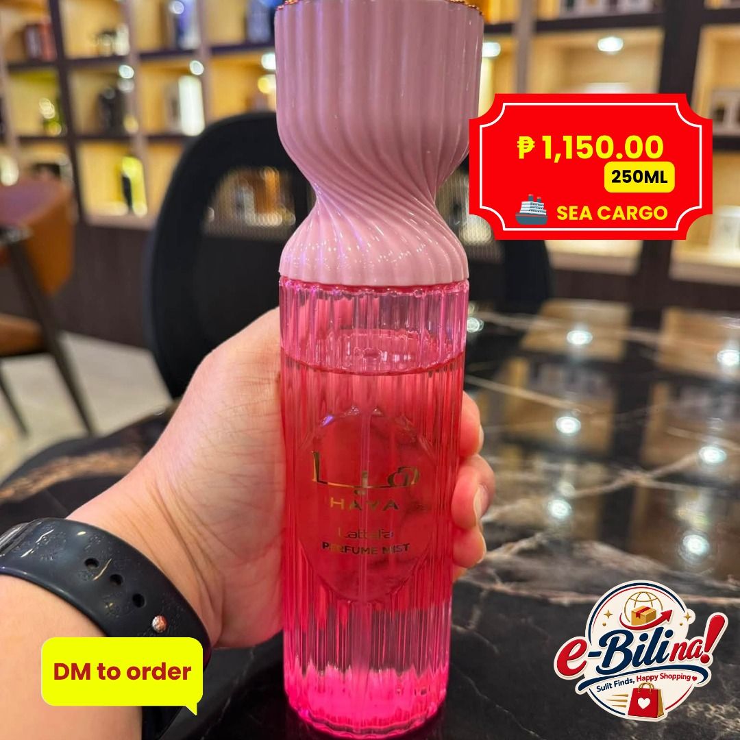 Lattafa Haya Perfume Mist 250ml (Category: Fragrance & Deodorants) located in Mexico. Submitted by ebili.na (Listing ID 1465021230, Image 1). Description: • 🥂 Scent profile: Sweet strawberry, pink champagne, and warm amber. • 📸 Visual: Chic pink spray bottle reflecting shimmering lights. • 📏 Size: 250ML • 🛡️ Authenticity: 100% Original • 📅 ETA: End of December 2026.