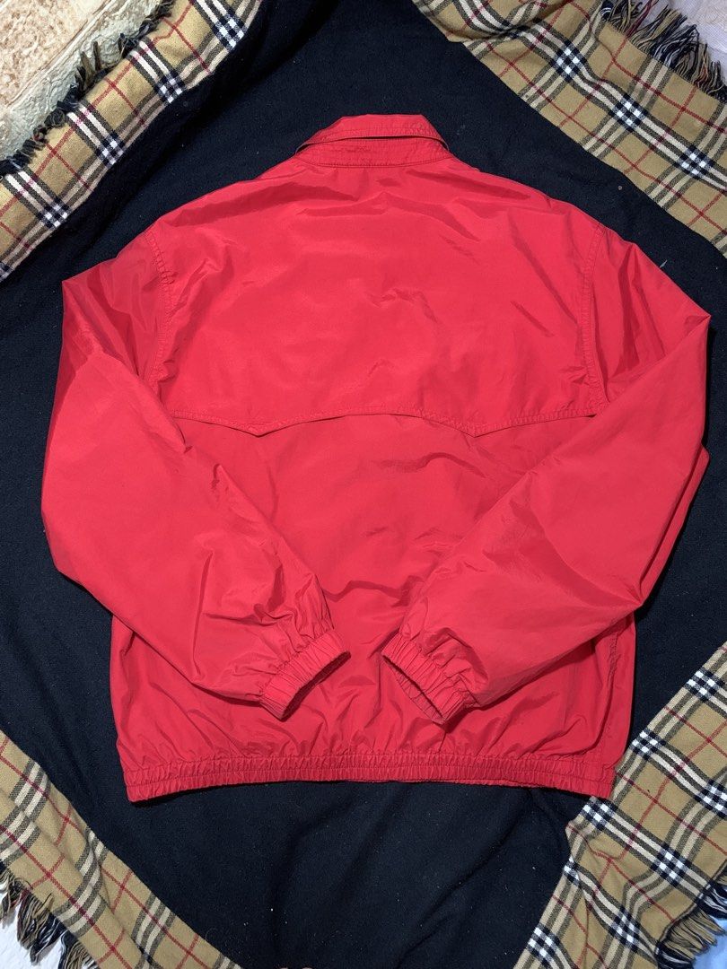 Lauren Ralph Lauren 90s crest harrington jacket(Authentic) (Category: Coats, Jackets and Outerwear) located in Cagayan de Oro. Submitted by chabermz (Listing ID 1465106591, Image 2). Description: - Brand/Model: Lauren Ralph Lauren Zip-Up Jacket - Size: Medium - Color: Bright red with dark blue plaid cotton lining - Hardware: Gold-tone zipper pull with YKK hardware - Details: Embroidered logo crest on left chest, ribbed elastic cuffs and hem - Sto