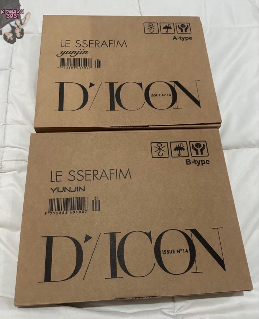 Le Sserafim Huh Yunjin 2023 DICON Set (Category: K-Wave Merchandise) located in San Juan City. Submitted by r9kmaru (Listing ID 1465106915, Image 1). Description: [set] ₱600 ＊ boxes aren’t 100% mint (bought both unsealed: a type came to me all dented already, b type getting dented was my bad after dropping the box when i got it years ago 😭) ＊ no photocard sets included ＊ one of the inclusions (pocket phone tab) is missing 🙇 ＊ payo ＊ mop gcash p