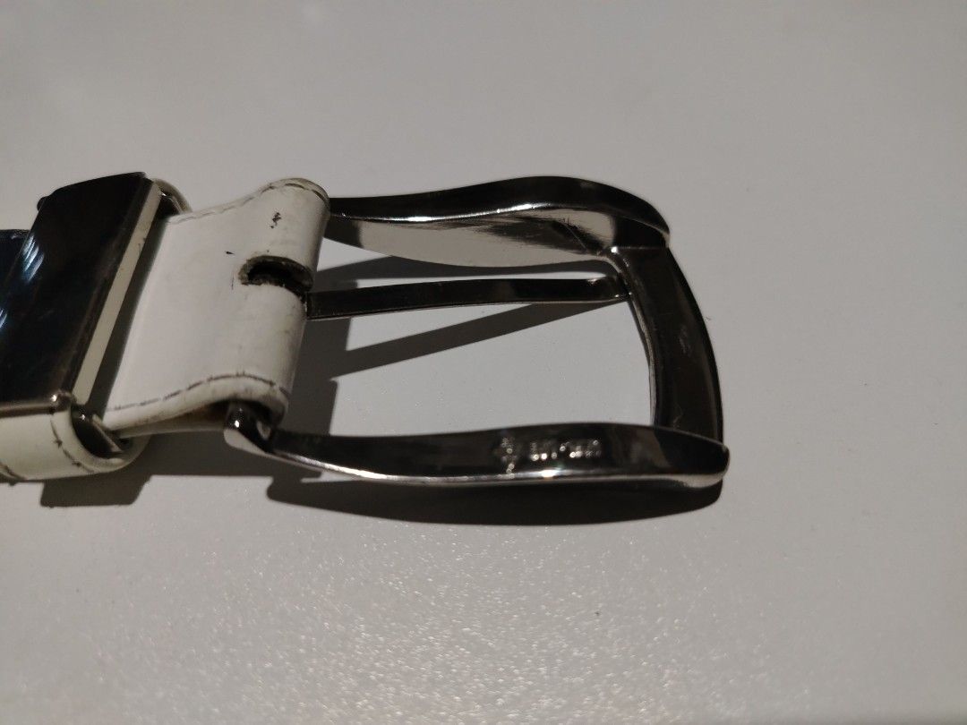 Leather belt japanese brand (Category: Belts) located in Manila. Submitted by rockandrolly (Listing ID 1465110145, Image 3). Description: 🇯🇵 PREMIUM JAPANESE-MADE GENUINE LEATHER BELT Crafted in Japan — Quality Leatherwork ✅ Origin: Made in Japan — stamped genuine leather ✅ Material: Smooth white leather with dark lining — clean & durable ✅ Size: ~40" / 102cm — fits 32"–38" waist ✅ Buckle: Polished silver-tone curved design ✅ Condition: Pre-own