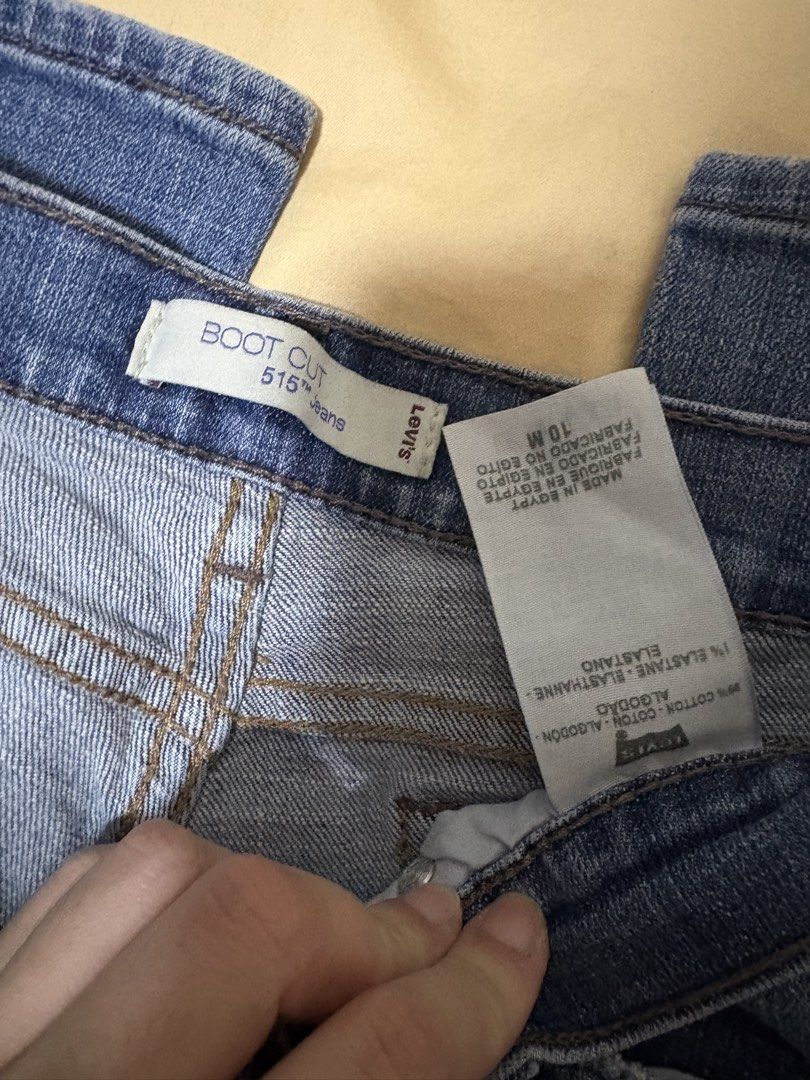 Levi's 515 Boot Cut Jeans (Category: Jeans) located in Quezon City. Submitted by bluefrenchorn (Listing ID 1465027426, Image 2). Description: - Brand: Levi's 515 Boot Cut Jeans - Size: Tagged 10M (Flat waist: ~15", Length: ~39", rise 10.5”) Stretchable - Material: Cotton blend with comfortable stretch - Details: Classic 5-pocket styling with zip fly - Origin: Made in Egypt - Condition: Excellent pre-loved condition (PM for questions!).