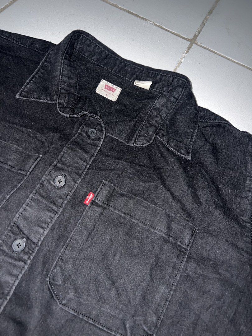 Levi's Black Denim Button-Down Shirt Size S (Category: Shirts) located in Manila. Submitted by thriftyfinds2k26 (Listing ID 1465122717, Image 3). Description: Dimes: 22x21.5 / Size Small No issue need wash only 📍Visayas Avenue, Quezon City Pick up / Ship by j&t and lalamove.