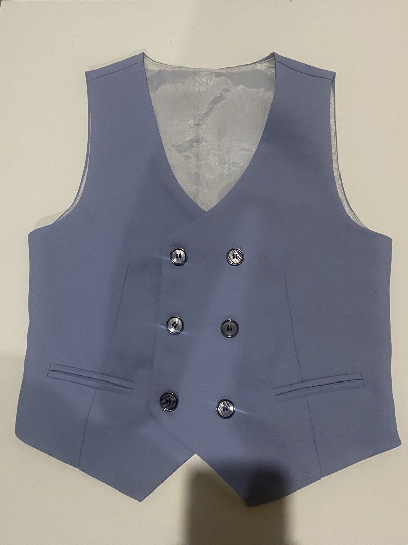 light blue double-breasted suit vest top (Category: Blouses) located in Marikina City. Submitted by lk_at_this (Listing ID 1465039319, Image 1). Description: for petite xxs (used once).
