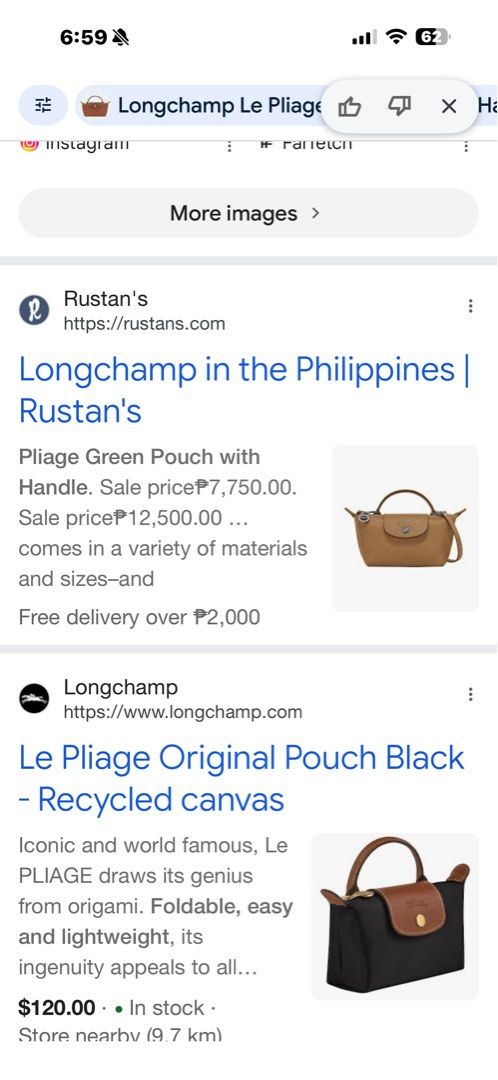 Longchamp Le Pliage Extra Small Pouch (Category: Luxury Bags & Wallets) located in Quezon City. Submitted by arterg (Listing ID 1465069578, Image 3). Description: Bought Singapore Mall Store bought I got a lot of colors and selling some ...impulse buy🤣 with leather handle included .