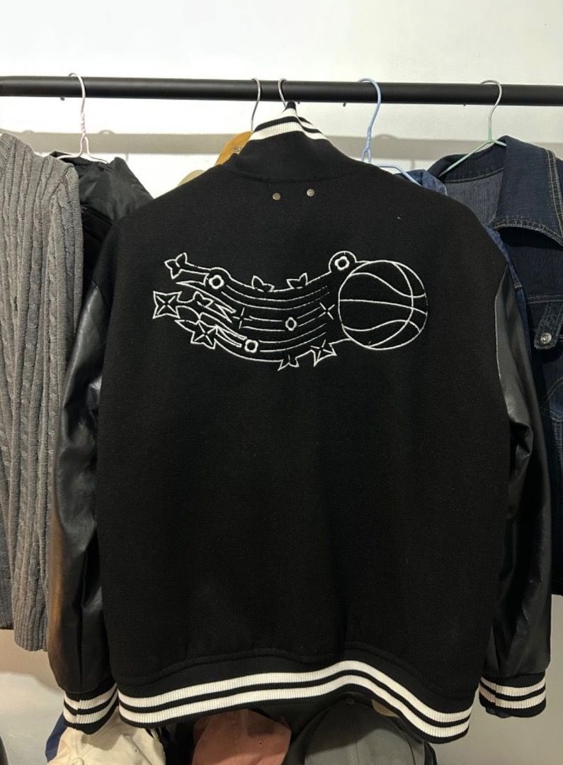 Louis x NBA Vuitton Black Varsity Jacket (Category: Coats, Jackets and Outerwear) located in Caloocan City. Submitted by minskiee (Listing ID 1465026010, Image 2). Description: Negotiable W: 21 L: 26 Sleeve: 21 - from Japan Marktet - iconic LV x NBA basketball varsity jacket - original from LV.