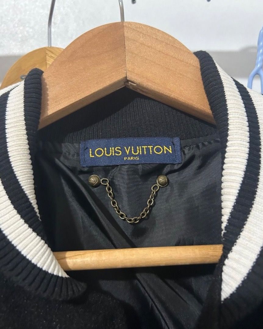 Louis x NBA Vuitton Black Varsity Jacket (Category: Coats, Jackets and Outerwear) located in Caloocan City. Submitted by minskiee (Listing ID 1465026010, Image 3). Description: Negotiable W: 21 L: 26 Sleeve: 21 - from Japan Marktet - iconic LV x NBA basketball varsity jacket - original from LV.