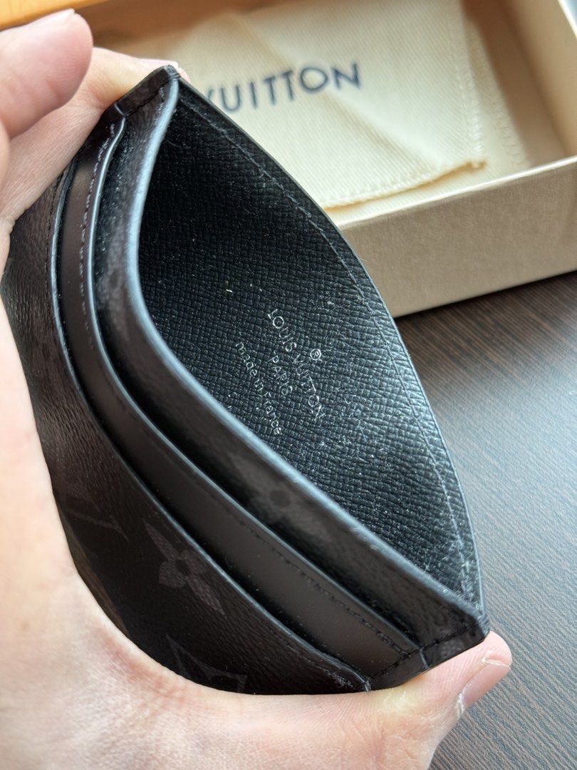 Louis Vuitton Card Holder (Category: Luxury Bags & Wallets) located in Manila. Submitted by myclosetstylist (Listing ID 1465004845, Image 3). Description: Authentic Louis Vuitton Monogram Eclipse card holder in black canvas. Bought in Greenbelt 3. Features multiple card slots and a slim profile. Comes with original box, dust bag, and ribbon. Perfect for daily use or gifting..