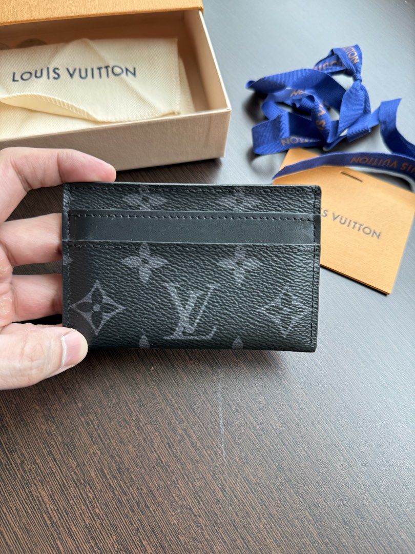 Louis Vuitton Card Holder (Category: Luxury Bags & Wallets) located in Manila. Submitted by myclosetstylist (Listing ID 1465004845, Image 2). Description: Authentic Louis Vuitton Monogram Eclipse card holder in black canvas. Bought in Greenbelt 3. Features multiple card slots and a slim profile. Comes with original box, dust bag, and ribbon. Perfect for daily use or gifting..