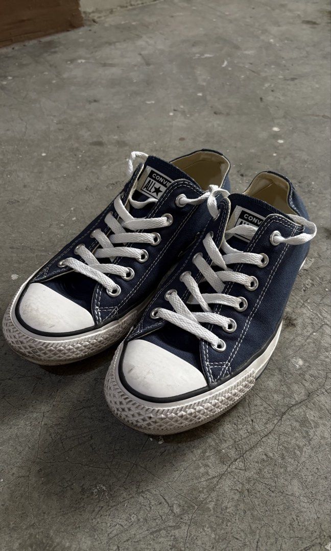 Low Top Converse Navy Blue (Size 6 M, 8 W) (Category: Casual Shoes) located in Quezon City. Submitted by garagesale010162928 (Listing ID 1465010055, Image 2). Description: Rfs: size too small for me No more box Used only around 4-5x Price negotiable Mens size 6 / womens size 8.