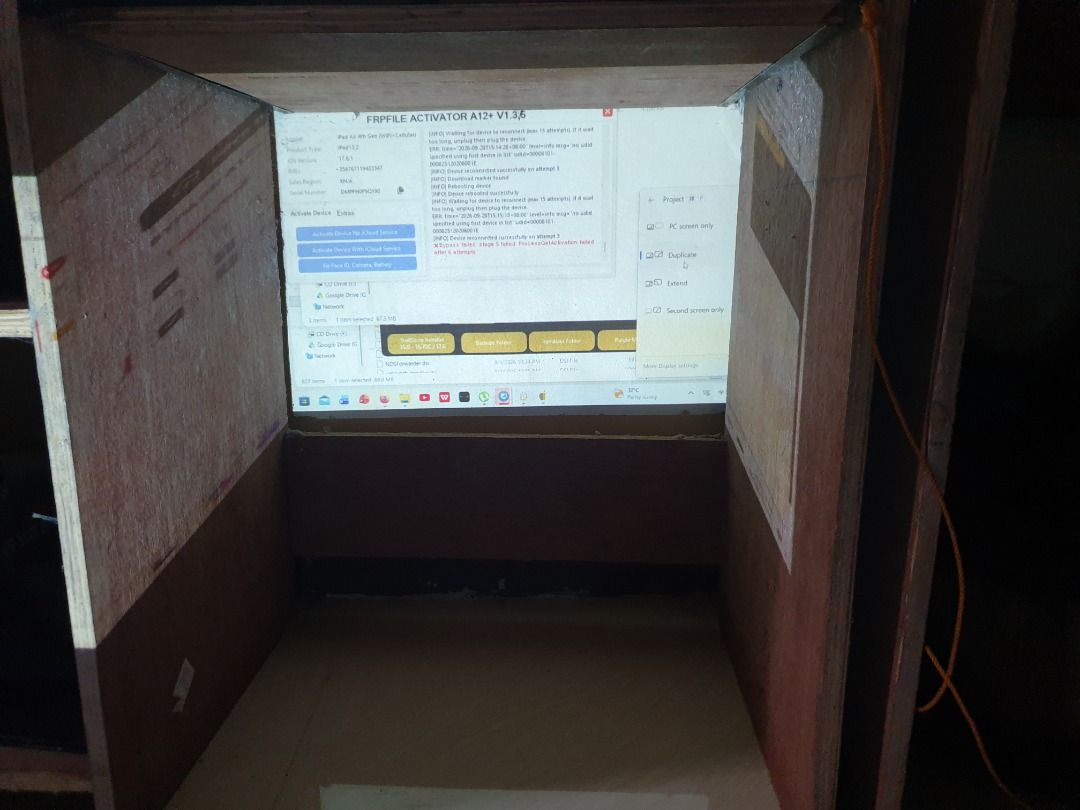 LTE ME Portable Projector with Touchscreen Display (Category: Projectors) located in Ilagan. Submitted by fatz00.moon (Listing ID 1464995712, Image 2). Description: - Model: LTE ME smart projector (compact black square design) - OS: Built-in Android with touchscreen interface - Features: Home, settings, Google search bar, and brightness controls - Apps: Google Play Store and other apps preinstalled - Portability: Lightweight and easy to carry aro