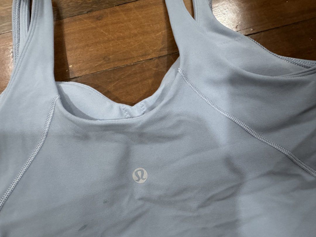 Lululemon Align Tank Size 10 Light Greyish Blue (Category: Activewear) located in Quezon City. Submitted by charlieschamps (Listing ID 1465088395, Image 3). Description: RFS: No longer doing yoga and pilates Dot size 10, tag removed, with pads Payment via Gcash J&T shipping c/o buyer.