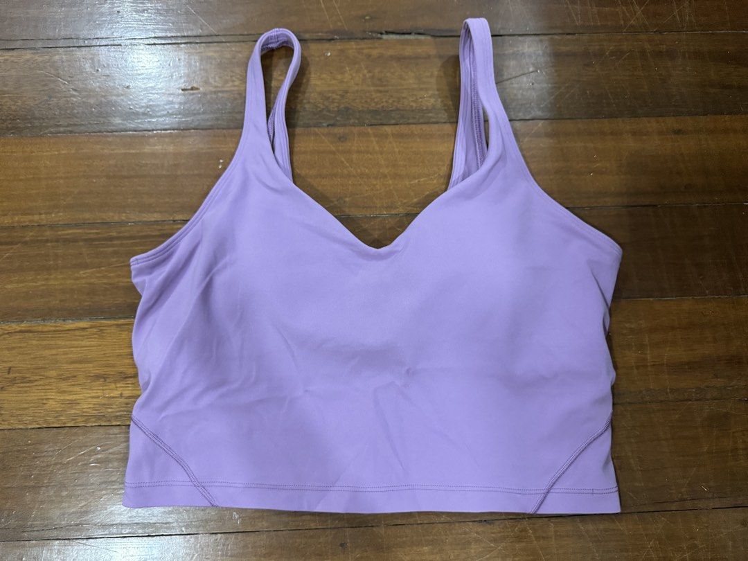 Lululemon Align Tank Size 10 Lilac (Category: Activewear) located in Quezon City. Submitted by charlieschamps (Listing ID 1465090691, Image 1). Description: RFS: No longer doing yoga and pilates Size 10, tag removed Pads included Payment via Gcash J&T shipping c/o buyer.
