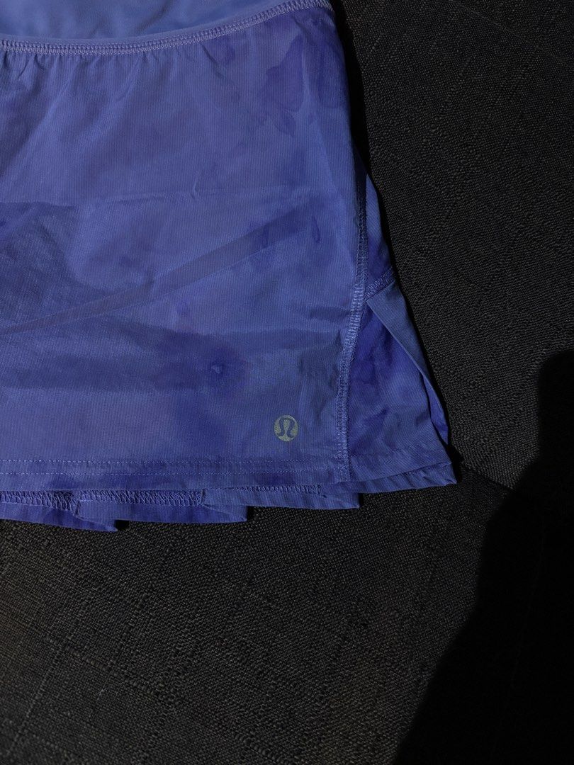 Lululemon Speed Skirt (Category: Activewear) located in Cebu City. Submitted by thegoodcatchceb (Listing ID 1465168564, Image 3). Description: Condition 10/10!!! The fit is so flattering and nice!! Color: 10/10 tie dye purple Size: dot 6!!! Im usually dot 6 bit this runs big for me!! :( So this fits medium - large! Has drawstrings inside.