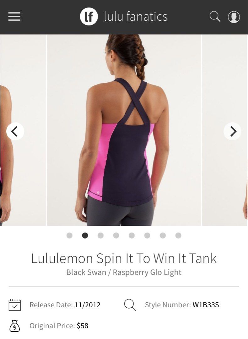 Lululemon Spin It To Win It Tank (Category: Activewear) located in Los Banos. Submitted by ashleyavinson03. (Listing ID 1465148277, Image 1). Description: Dot 4.