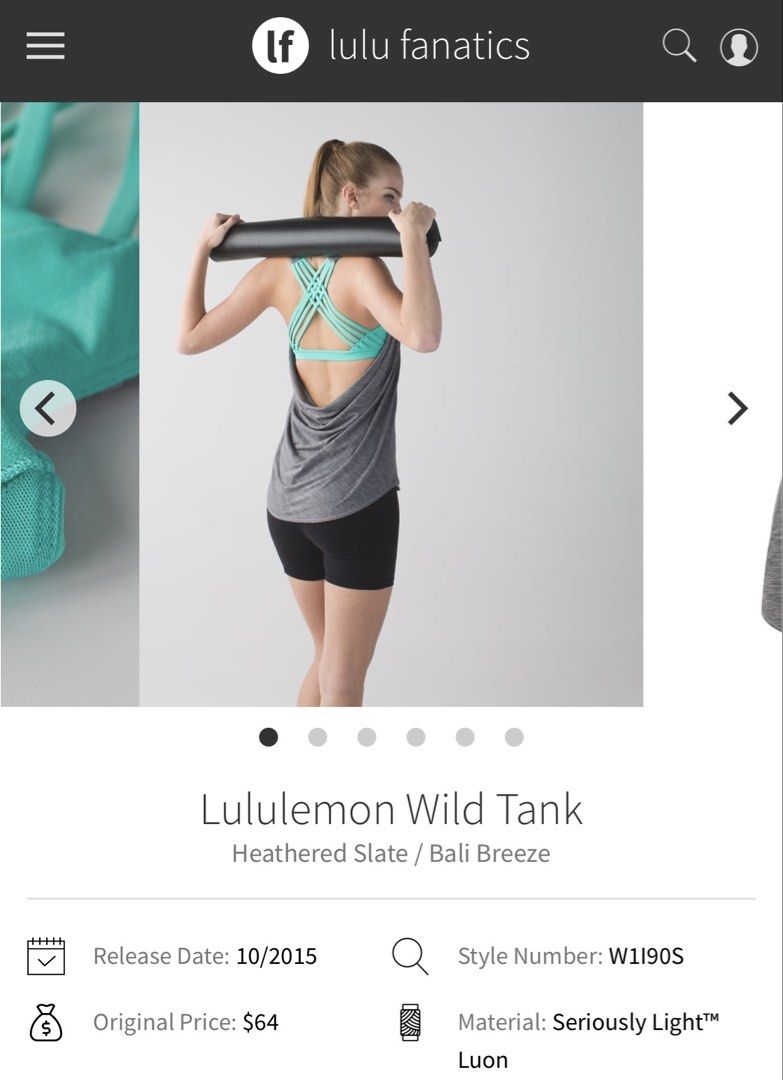 Lululemon Wild Tank (Category: Activewear) located in Los Banos. Submitted by ashleyavinson03. (Listing ID 1465149009, Image 1). Description: Dot 2.