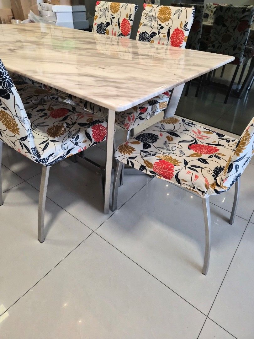 Marble Dining Table (Category: Tables & Sets) located in Singapore. Submitted by kittynara99 (Listing ID 1464987539, Image 3). Description: preloved condition some minor defects not very visible self collection only not for fussy buyer move out sale chairs not included heavyweight table.