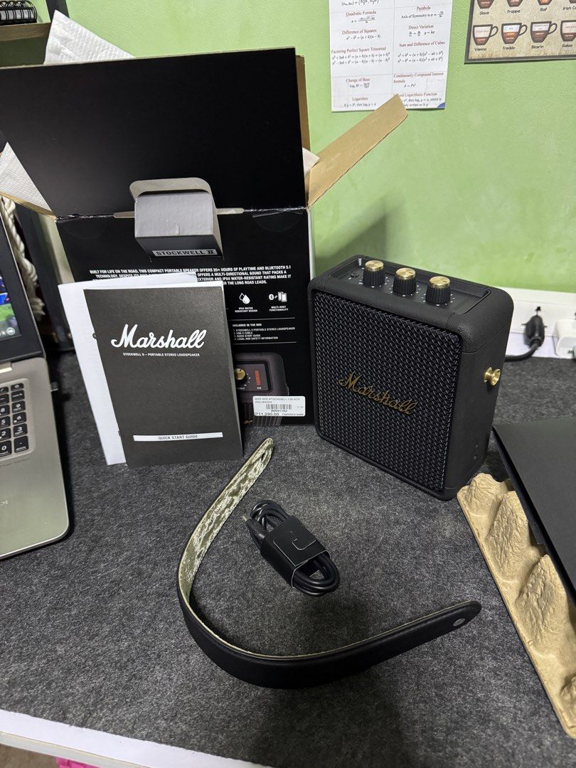 Marshall Stockwell II (Category: Portable Music Players) located in Las Pinas. Submitted by fatrixieee (Listing ID 1465128253, Image 1). Description: • Used thrice, cable, manual, and leather handle are all new. • With box • Bought in Digital Walker RFS: Going abroad and need a smaller and lighter weight speaker for travelling.