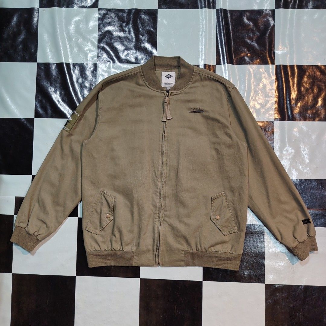 MDNS KHAKI BOMBER JACKET (Category: Coats, Jackets and Outerwear) located in Leyte. Submitted by thrift_by_nblza (Listing ID 1465109452, Image 1). Description: MDNS Khaki Zip Bomber Jacket 🤎🩶🖤 Size: XXXL Dimension: 24 x 29 No issue 10/10 Color and Condition 💯 P1,499 🛒💸 Loc: Ormoc City Leyte Courier: JNT Mop: Gcash / GoTyme Bank.