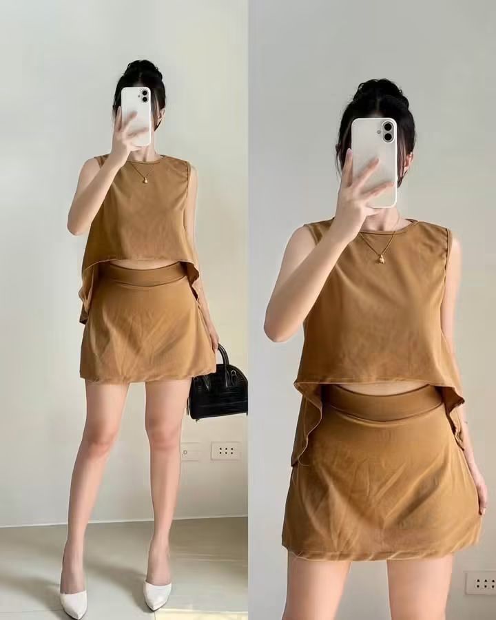 MERIELLE TOP AND SKORT TERNO (Category: Sets or Coordinates) located in Cainta. Submitted by agirlnamedkatkatII (Listing ID 1465000374, Image 3). Description: MERIELLE TOP AND SKORT TERNO P290.00 FREESIZE CAN FIT FROM SMALL-SEMI LARGE FABRIC: CREPE FABRIC NOTE: PLEASE PROVIDE 2ND AND 3RD COLOR OPTIONS.