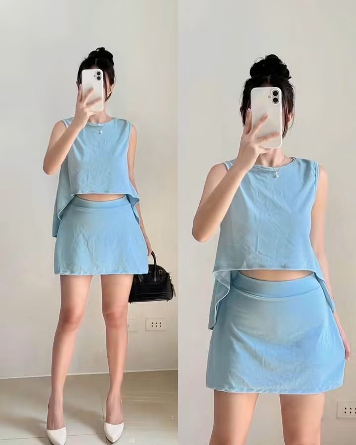 MERIELLE TOP AND SKORT TERNO (Category: Sets or Coordinates) located in Cainta. Submitted by agirlnamedkatkatII (Listing ID 1465000374, Image 2). Description: MERIELLE TOP AND SKORT TERNO P290.00 FREESIZE CAN FIT FROM SMALL-SEMI LARGE FABRIC: CREPE FABRIC NOTE: PLEASE PROVIDE 2ND AND 3RD COLOR OPTIONS.