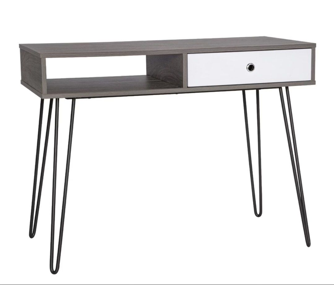 Minimalist Computer/Study Table (Category: Tables & Sets) located in Manila. Submitted by kensthingz (Listing ID 1465064670, Image 3). Description: Selling my Ash & White Computer Table. Clean and minimalist design, perfect for gaming/PC setups, studying, or home office use. * Size: 100 × 48 × 76.5 cm (L × W × H) * Solid and sturdy — no wobbles * Metal legs * Metal cabinet/drawer slides for smooth operation * Built-in drawer + open storage compar