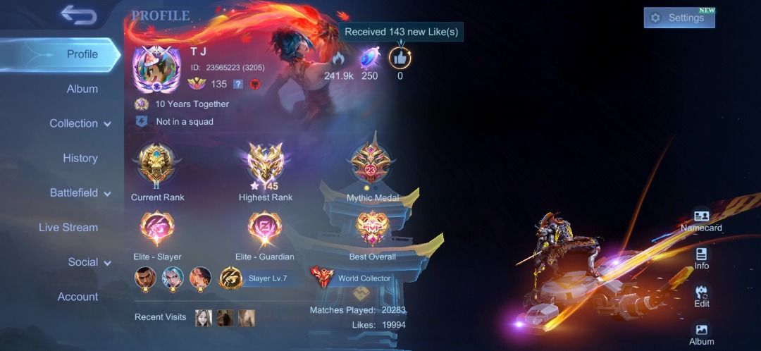 MOBILE LEGENDS ACCOUNT - WORLD COLLECTOR 656 SKINS (Category: Game Gift Cards & Accounts) located in Caloocan City. Submitted by tyronejettc (Listing ID 1464988048, Image 3). Description: MOBILE LEGENDS ACCOUNT - WORLD COLLECTOR - 656 SKINS.