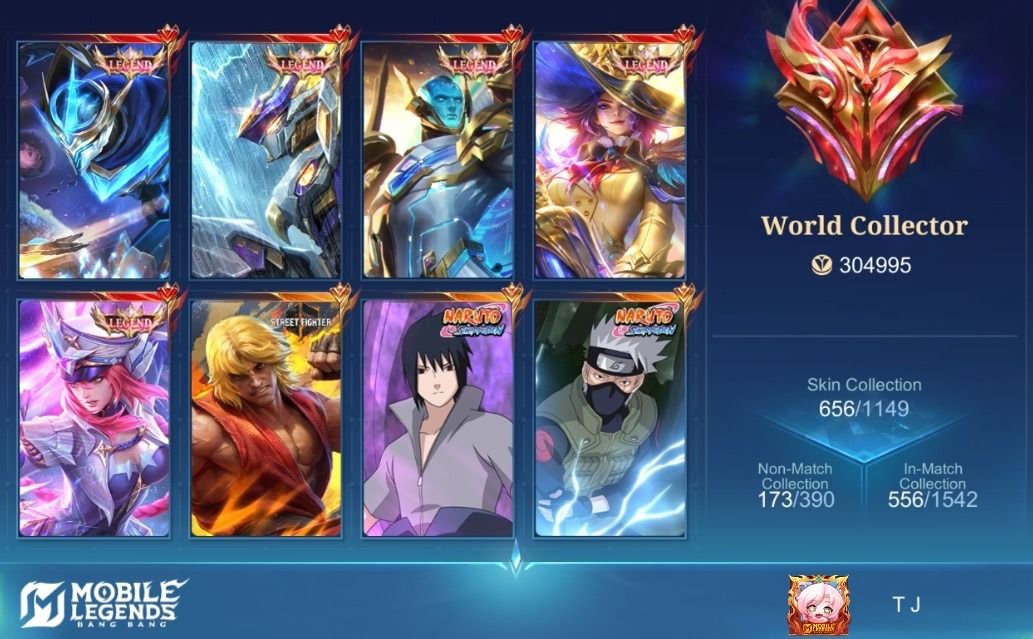 MOBILE LEGENDS ACCOUNT - WORLD COLLECTOR 656 SKINS (Category: Game Gift Cards & Accounts) located in Caloocan City. Submitted by tyronejettc (Listing ID 1464988048, Image 1). Description: MOBILE LEGENDS ACCOUNT - WORLD COLLECTOR - 656 SKINS.