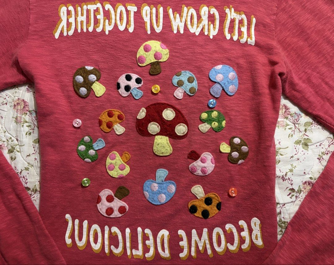 Mushroom Top (Category: Longsleeves) located in Muntinlupa City. Submitted by herellas0504 (Listing ID 1465117066, Image 2). Description: “Let’s Grow Up Together” Mushroom Top Mine: 250 | Lock: 380 ————————————- size: xs-med still in good condition Willing to keep!.