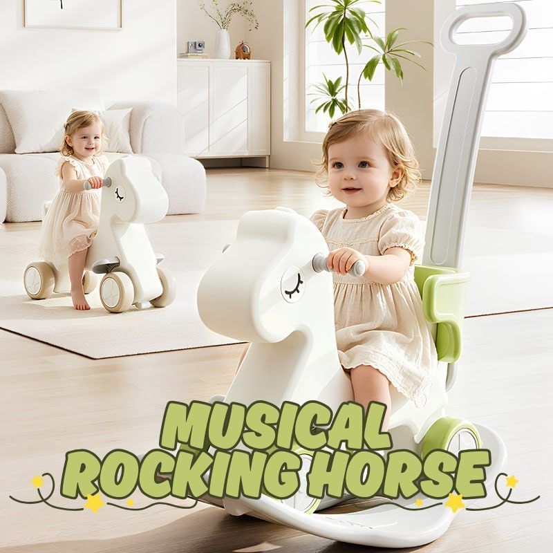 Musical Rocking Horse (Category: Infant Playtime) located in Quezon City. Submitted by tanyachoa (Listing ID 1465040756, Image 1). Description: with sounds with built in battery 2 Variations Green Coffee.