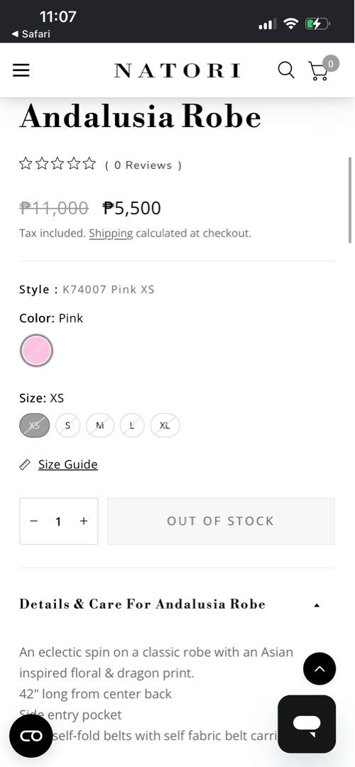 Natori Andalusia Robe (new with tags) (Category: Undergarments & Loungewear) located in Mandaluyong City. Submitted by hopeworldplane (Listing ID 1465111956, Image 3). Description: - Natori - NEW WITH TAGS - original price 5500 - selling for 3100 - Style: Andalusia Robe - Color: Pink with Asian-inspired floral and dragon print - Size: M - Length: 42 inches from center back - Features: Side entry pockets and self-tie belt with loops - Condition: E