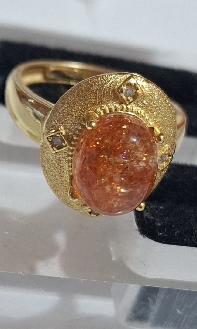 Natural HQ Sunstone Ring (Category: Rings) located in Baguio. Submitted by marinel.caranto (Listing ID 1465123370, Image 2). Description: natural sunstone s925 gold plated silver adjustable size.