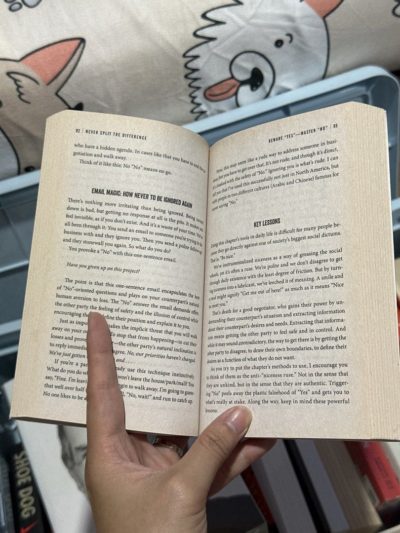 Never Split the Difference by Chris Voss paperback (Category: Storybooks) located in Meycauayan. Submitted by stld027 (Listing ID 1464993864, Image 3). Description: - some pages have some yellowing from age - uter edges show shelf wear - spine intact - clean text inside with no markings RFS: Switched to Kindle.