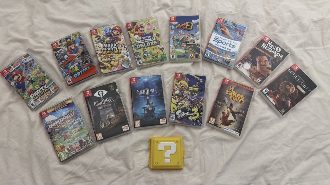Nintendo Switch Games (Category: Nintendo) located in Marikina City. Submitted by angel.archives (Listing ID 1465074539, Image 2). Description: Nintendo Switch Games Please see individual prices below: • It Takes Two — SOLD • Mario Party Superstars — SOLD • Super Mario Odyssey — SOLD • Super Mario Party Jamboree — SOLD • New Super Mario Bros. U Deluxe — SOLD • Nintendo Switch Sports — SOLD • Overcooked! All You Can Eat — RESERVED • Moving Out 2 —