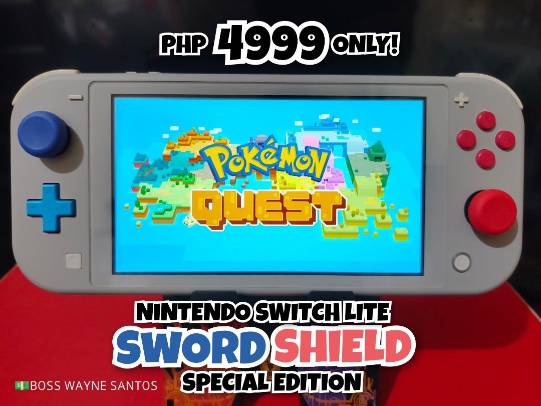 Nintendo Switch Lite Sword Shield Special Edition (Category: Nintendo) located in Marikina City. Submitted by waynewayne2 (Listing ID 1464979284, Image 1). Description: paki pm na lang ako sa FB pls. WAYNE SANTOS •NINTENDO SWITCH LITE -Special edition Sword & Shield -Good as new (makinis) -Unit only (type c charger lang) -w/2 digital games Pokemon quest Monsterhunter stories 2 FOR SALE OR TRADE +cash Pampanga meetup Jnt, lbc or lalamove sa malayo