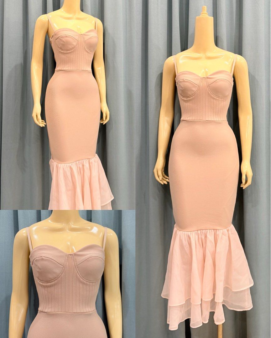 Nude Mermaid Cut Dress (Category: Dresses) located in Angeles City. Submitted by hnyeverythingnice (Listing ID 1465115597, Image 1). Description: - Brand: Vietnam Dress - Style: Nude Mermaid Cut Dress with bustier-style bodice and flowy ruffled tulle hem - Size: S (EU 36 / UK 8 / US 4) - Color: Nude / Pinkish nude - Condition: Excellent, gently used - Ideal for: Parties, formal events, and dates.