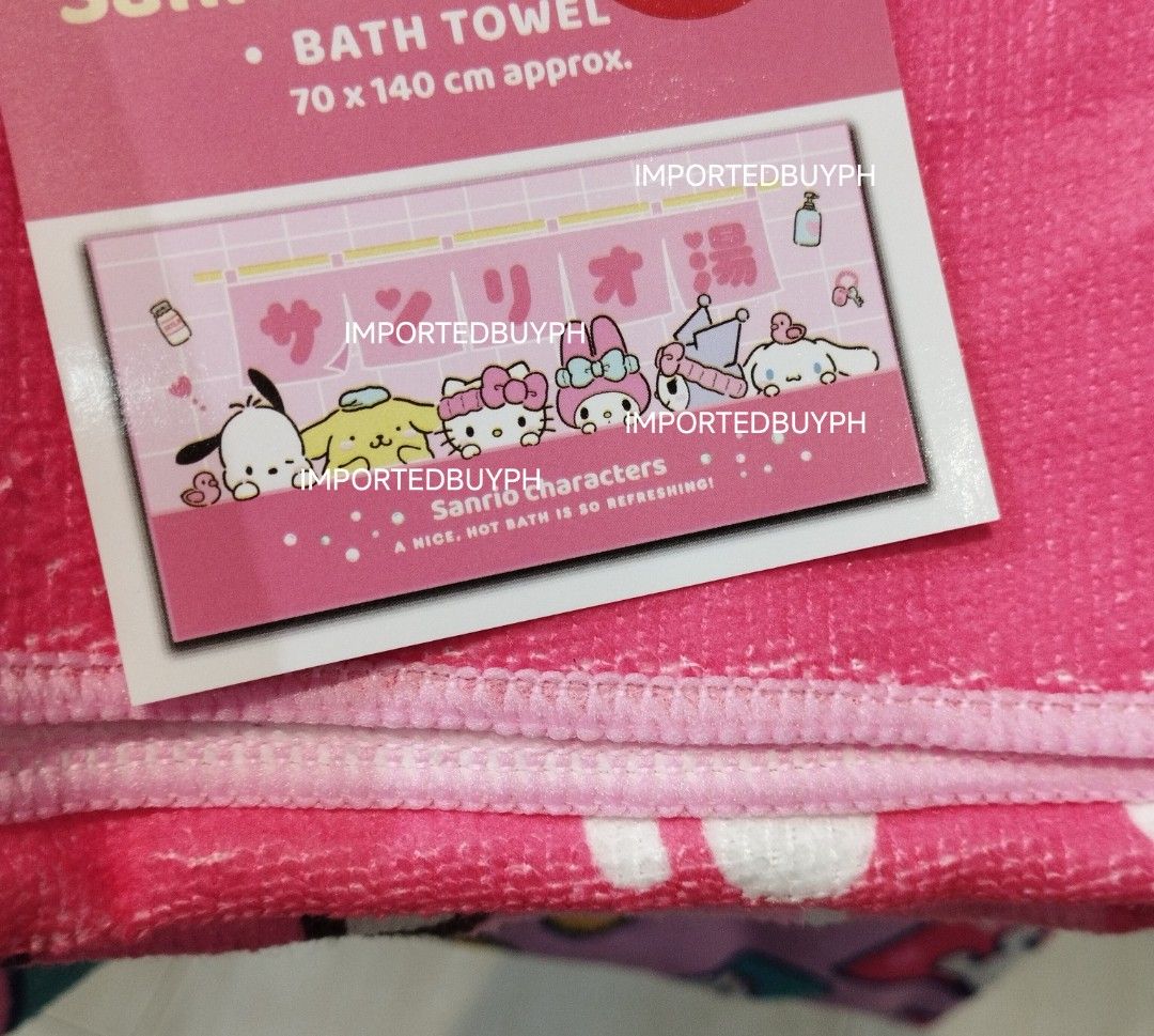 Official Sanrio Characters Bath Towel (Category: Bedding & Towels) located in Rizal. Submitted by importedbuyph (Listing ID 1465067205, Image 1). Description: 💯 ORIGINAL BRAND NEW OFFICIAL No rush delivery 🚚 Payment first for sure buyer only 🫶🏻 More orders will give discount 🫰🏻 No cancellation and no refund 💜.