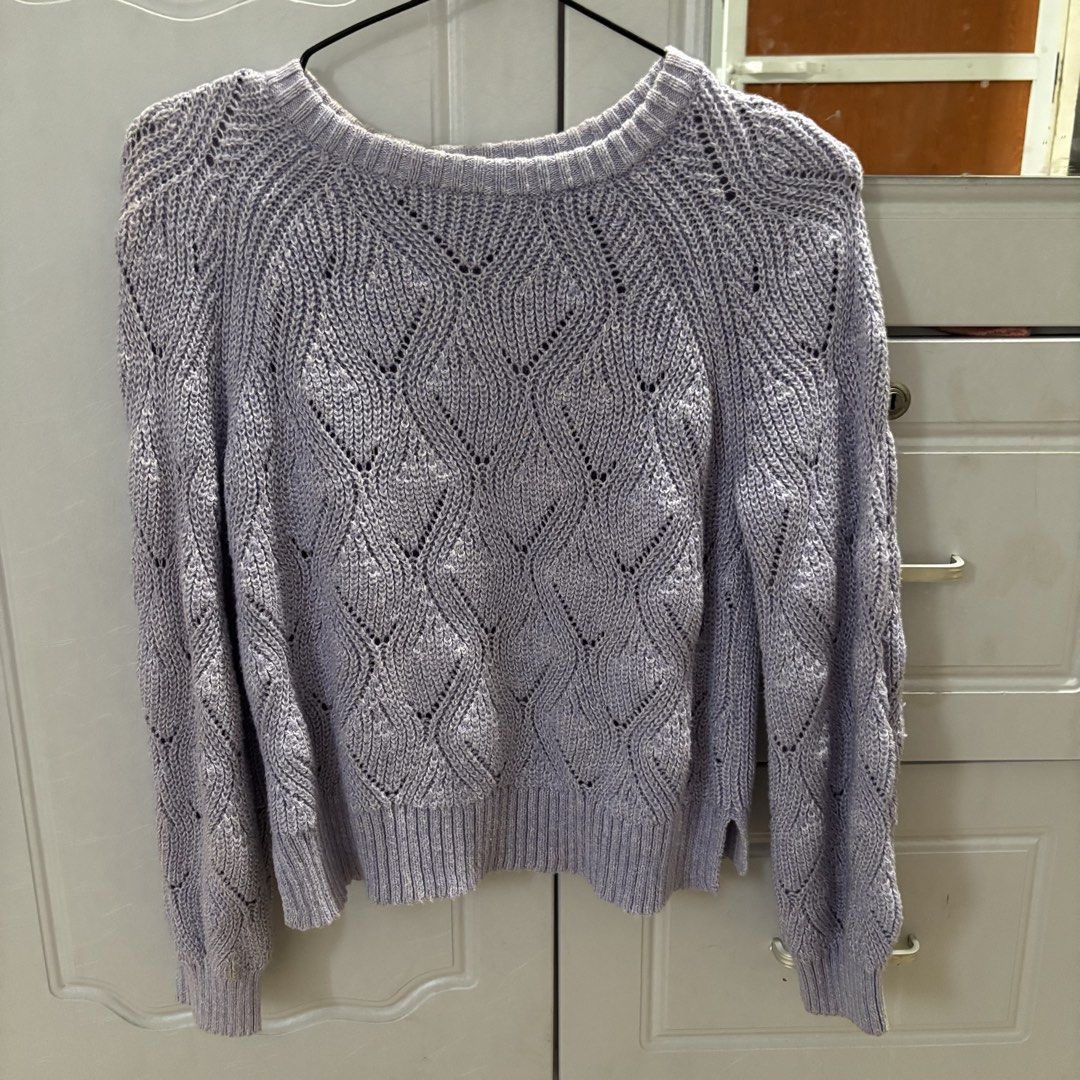 Old Navy Lavender Knitted Sweater (Category: Coats, Jackets and Outerwear) located in Binan City. Submitted by mypreloved_haul (Listing ID 1464980366, Image 1). Description: LAST PRICE POSTED! FOR SURE BUYERS ONLY. KIDS ON TAG CAN FOT XS TO SMALL.