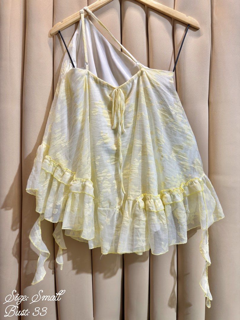 One Shoulder Mini Dress (Category: Dresses) located in Manila. Submitted by glamstylemnl (Listing ID 1465131948, Image 1). Description: ♡ SIZE: S ♡ BUST: 33 ♡ Swipe left to see the actual color & details ♡ Asymmetric / sheer textured overlay / tie string details ♡ HQ • 10/10 ♡ Ready to wear 👚.