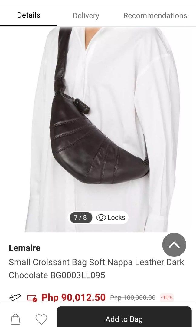 Original Lemaire croissant small leather bag (Category: Cross-body Bags) located in Binmaley. Submitted by fashionluxury058 (Listing ID 1465080563, Image 2). Description: original lemaire croissant small leather bag in very good condition size small genuine leather color army green unisex.