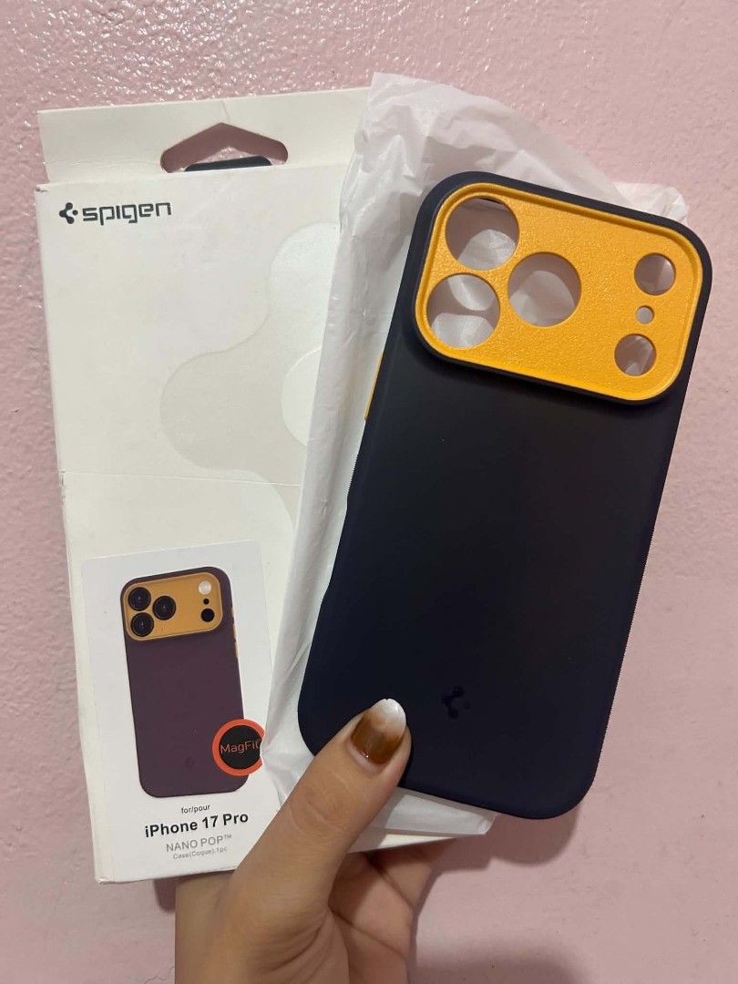 Original Spigen iPhone 17 Pro Nano Pop MagFit Case (Category: Cases & Sleeves) located in Angono. Submitted by pinkjade26 (Listing ID 1465134702, Image 2). Description: Original Spigen iPhone 17 Pro Nano Pop MagFit Case Brand New Mall Pullout With a very few barely noticeable scratches at the back - see pictures Purple/Yellow (Blueberry Navy) No other issues Ship via Lalamove or LBC Location: Angono, Rizal.