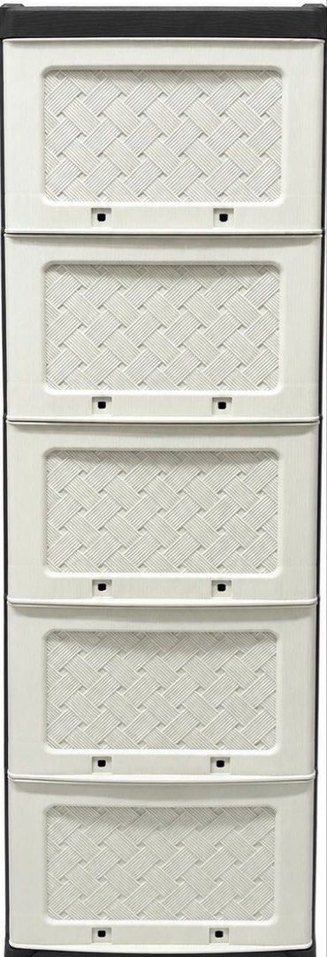 Orocan Natura 5 Layer Drawer (Category: Shelves, Cabinets & Racks) located in Manila. Submitted by freebear_74eda4 (Listing ID 1465166990, Image 1). Description: - 5-tier plastic storage cabinet - Off-white drawers with stylish woven rattan front panels - Dark brown frame and top lid - Sturdy and durable build - Ideal for organizing clothes, toys, and household items - Clean condition, ready for pickup 📍Sampaloc, Manila.