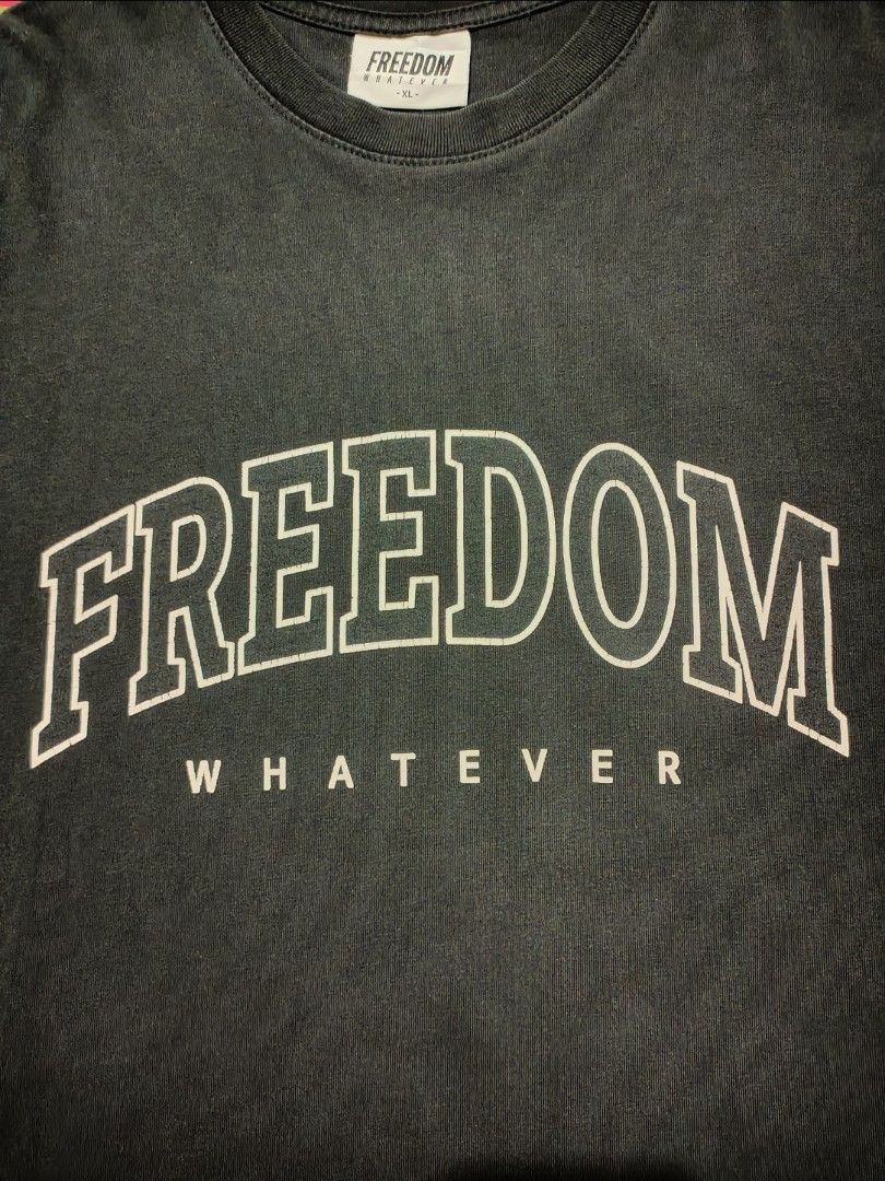 Oversized Freedom Whatever Black Tee (Category: Tshirts & Polo Shirts ) located in Lapu Lapu. Submitted by rebuild.arkives (Listing ID 1465014057, Image 3). Description: Oversized Freedom Whatever Black Tee ‎ ‎📏 Size Guide (Inches): ‎Length: 31 ‎Width: 24 ‎ ‎Color: 10/10 ‎Condition: 10/10 ‎Issue: None ‎📝 Heads up: ‎• This is a thrift item so please manage your expectations. ‎• Color may slightly differ due to lighting. ‎• Washed and ready to we