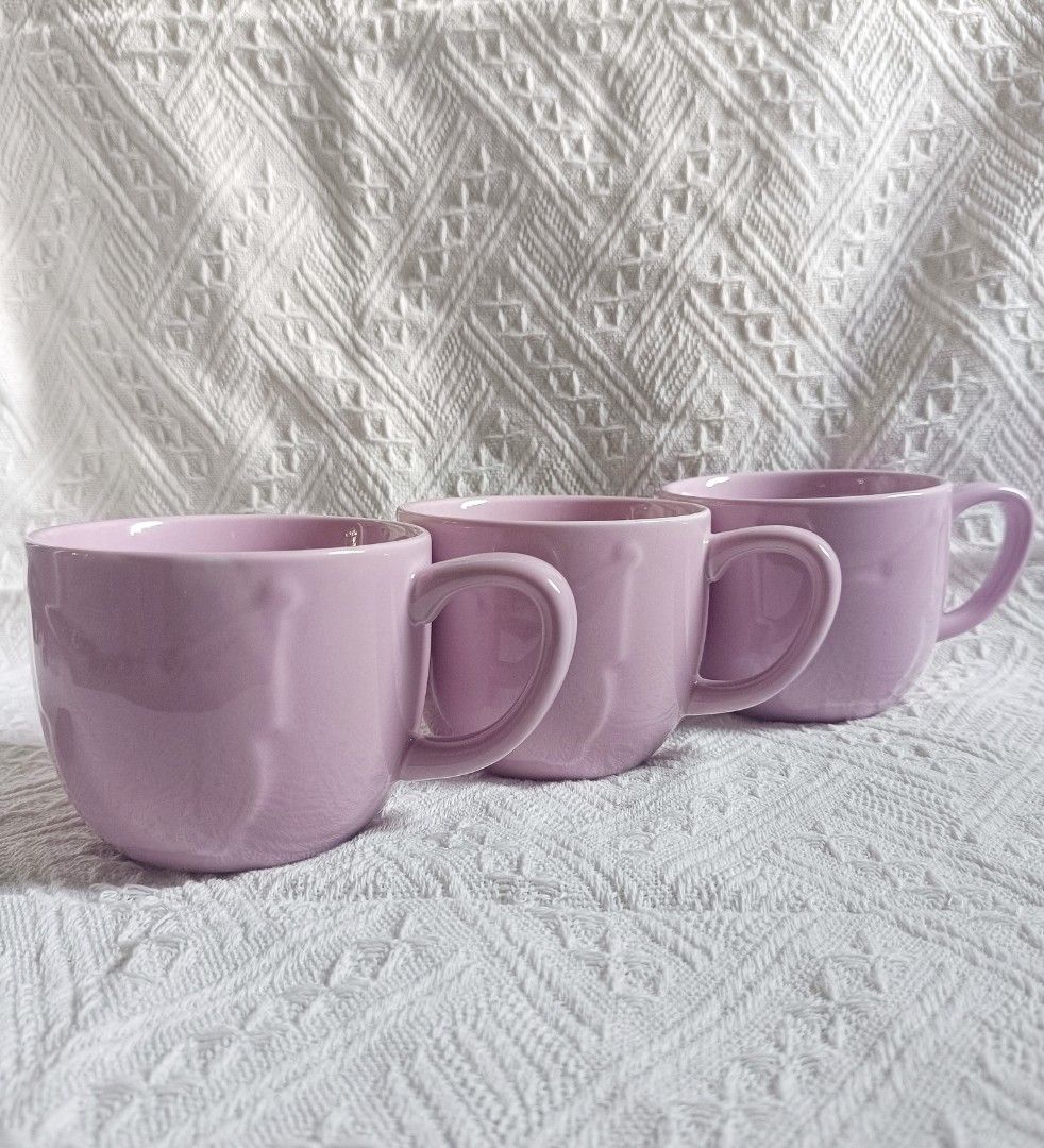 Pastel color Ceramic Coffee Mugs (Category: Coffee & Tea Tableware) located in Davao. Submitted by khyyoczon (Listing ID 1465086903, Image 2). Description: - 100 each or buy 3 for 280 pesos - Perfect for a Family of 3 😊 - Glossy finish with a smooth texture and embossed design - Rounded bowl shape with comfortable curved handles - Space-saving stackable design - Clean interiors with no chips or cracks.