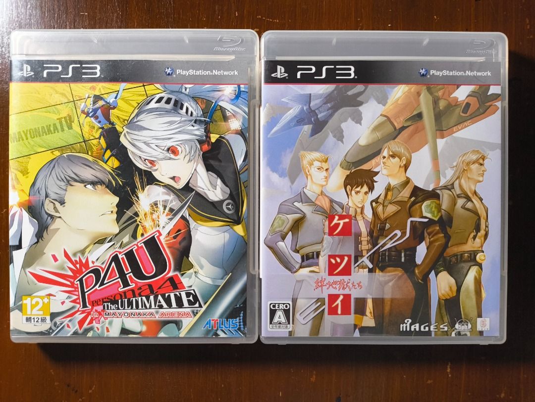 Persona 4 Arena and Ketsui PS3 Games Bundle (Category: PlayStation) located in Paranaque City. Submitted by vall03 (Listing ID 1465051347, Image 1). Description: PS3 Games bundle - Persona 4 Arena (R3) - Ketsui Kizuna Jigoku Tachi Extra (R2)(Import) - Condition: Complete with original cases, and manuals - Discs not tested since I don't have access to a PS3 *Sold as BUNDLE ONLY *Price is negotiable.