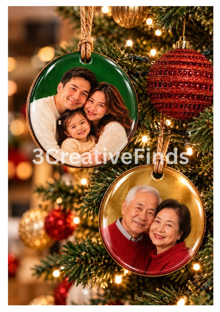 Personalized Photo Ornament (Category: Occasions & Party Supplies) located in Quezon City. Submitted by blessed.elouiz (Listing ID 1465110602, Image 1). Description: Personalized Photo Keepsake Ornament 3" Diameter | 3mm Basswood | ₱149 Turn your favorite family photo into a keepsake you can hang on your Christmas tree year after year. ❤️🎄 ✨ Personalized with your photo ✨ Glossy protective finish ✨ 3mm laser-cut basswood ✨ 3" diameter ✨ With han