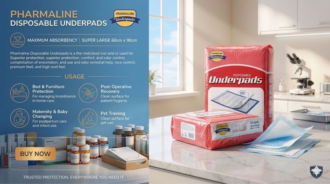 Pharmaline disposable underpads (Category: Medical Supplies & Tools) located in Paranaque City. Submitted by mondaysglory (Listing ID 1464971019, Image 2). Description: Open for retail and wholesale Details on picture.