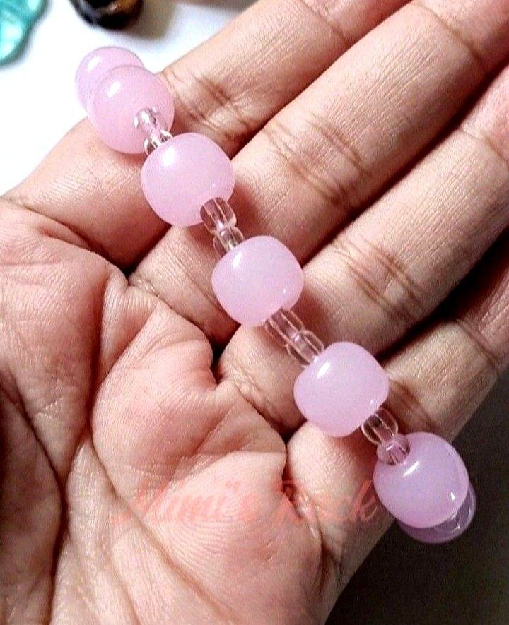 PINK CHALCEDONY SMALL BARREL BEAD BRACELET (Category: Bracelets) located in Taguig. Submitted by mimisrack (Listing ID 1465111481, Image 3). Description: 🩷Soft heart-healing energy in a delicate, feminine design -Pink Chalcedony promotes emotional healing, gentleness, and loving energy -Encourages compassion, calm communication, and inner peace -Small barrel beads symbolize stability and smooth life flow -Supports emotional balance and harmony i